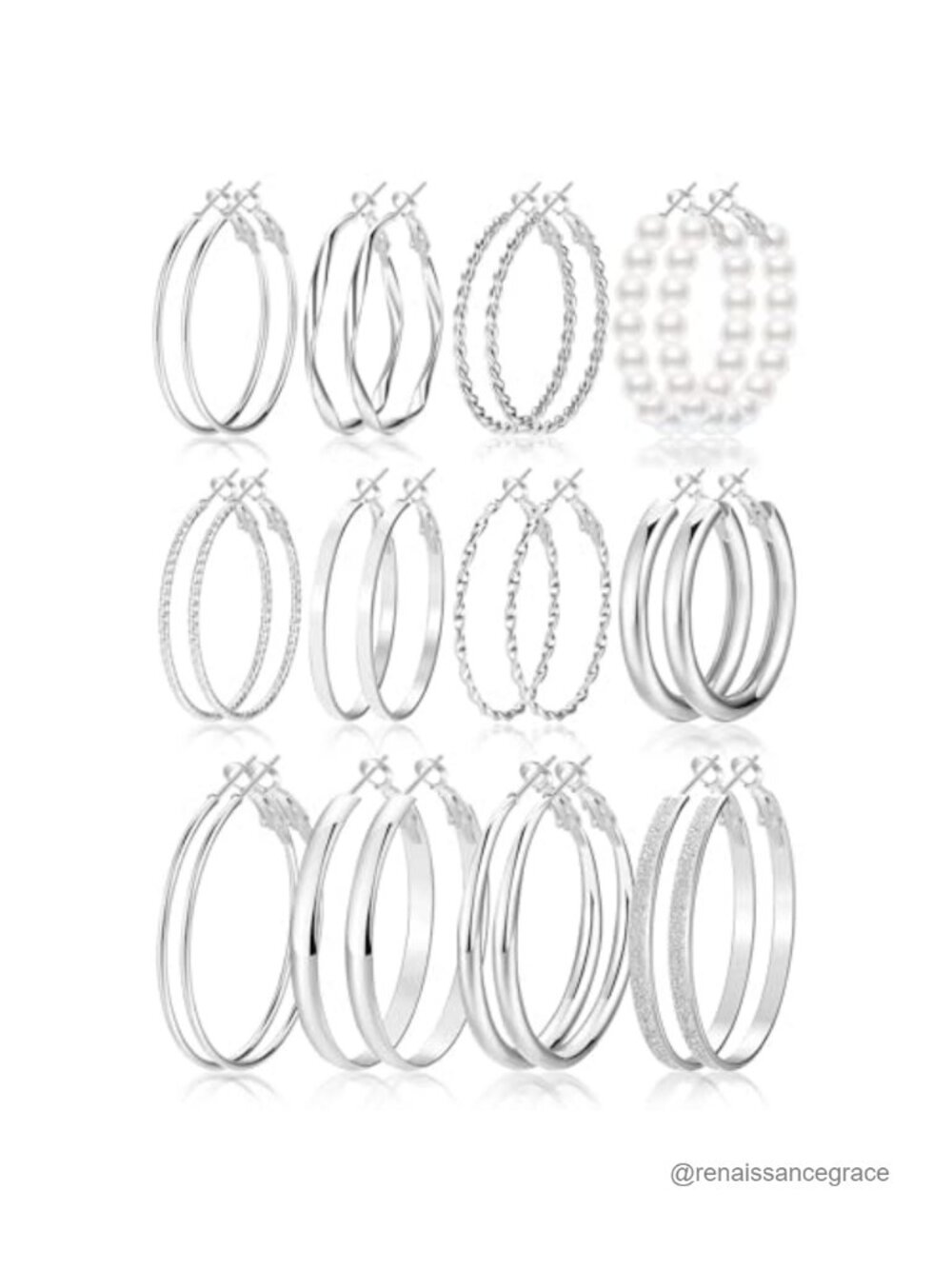 12 Pairs Gold Hoop Earrings Set Women Large 40mm 50mm Hypoallergenic Jewelry